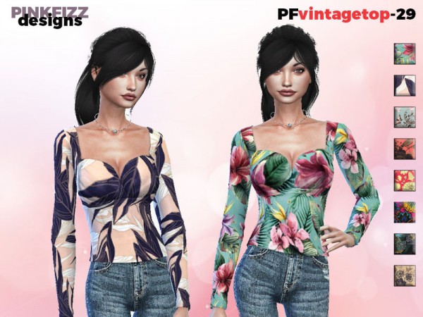  The Sims Resource: Vintage Top by Pinkfizzzzz