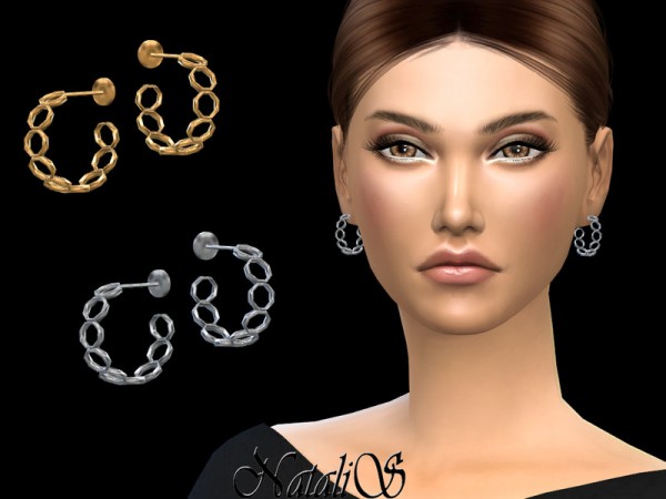  The Sims Resource: Cell hoop earrings by NataliS