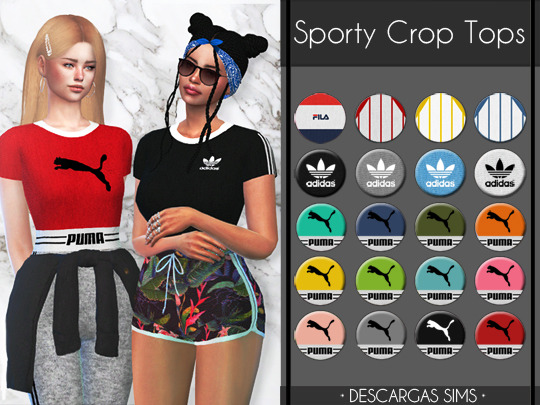  Descargas Sims: Sporty Crop Tops