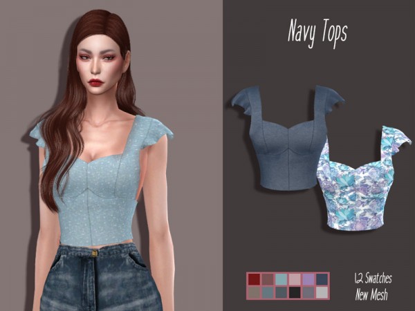  The Sims Resource: Navy Tops by Lisaminicatsims