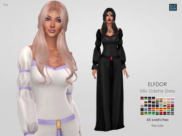 Elfdor: Sifix Odette Dress Recolored • Sims 4 Downloads