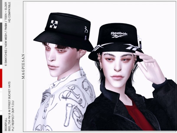 The Sims Resource: Street bucket hats by magpiesan