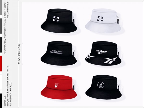  The Sims Resource: Street bucket hats by magpiesan