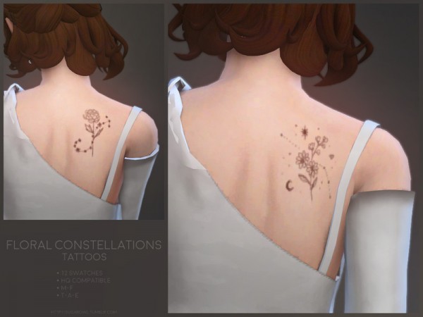 The Sims Resource: Floral Constellations tattoos by sugar owl