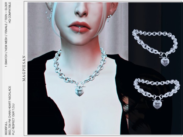  The Sims Resource: Chain heart necklace by magpiesan