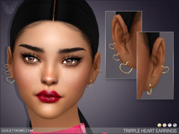 Giulietta Sims: Triple Heart Earrings
