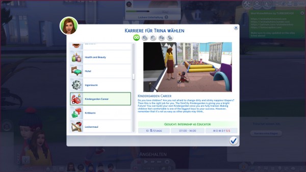  Mod The Sims: Kindergarden Career (Educator) by SweetiePie