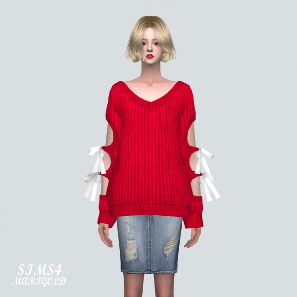  SIMS4 Marigold: Ribbon Hole Sweater