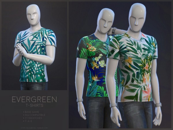  The Sims Resource: Evergreen t shirts by sugar owl