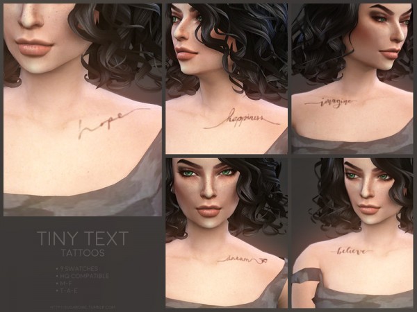  The Sims Resource: Tiny Text tattoos by sugar owl