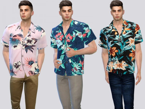 The Sims Resource: Floral Buttonup Shirt by McLayneSims • Sims 4 Downloads