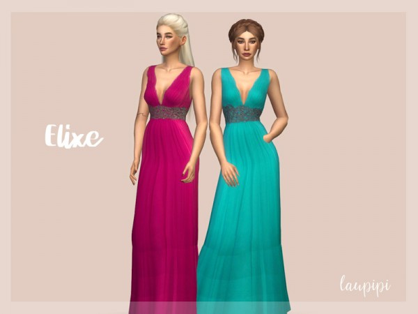  The Sims Resource: Elixe Dress by Laupipi