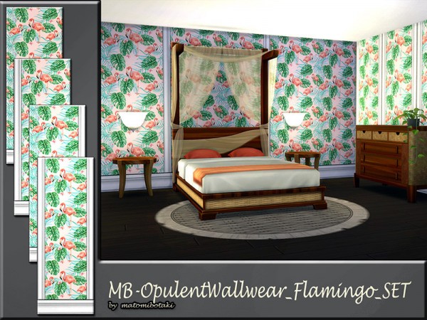  The Sims Resource: Opulent Wallwear Flamingo Set by matomibotaki