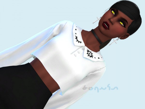  The Sims Resource: Collared Crop Top by Saruin