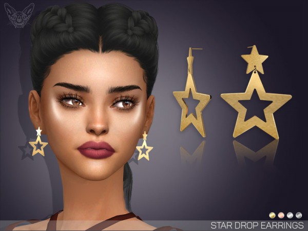  The Sims Resource: Star Drop Earrings by feyona
