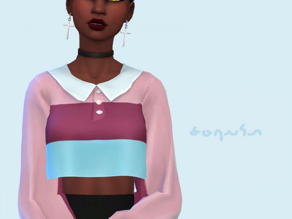  The Sims Resource: Collared Crop Top by Saruin