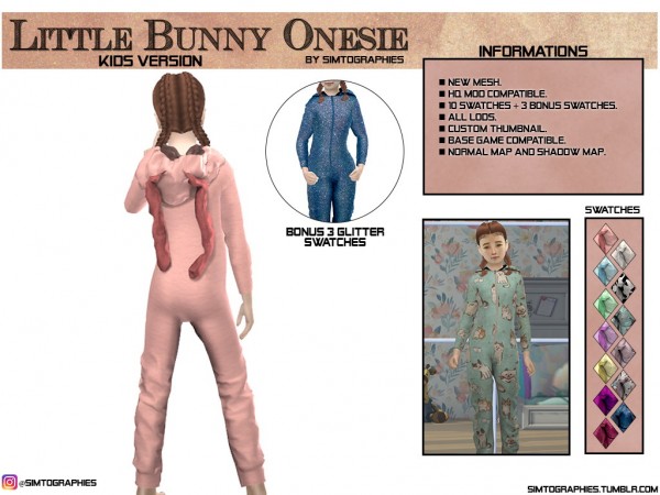  Simtographies: Little Bunny Onesie   Kids Version