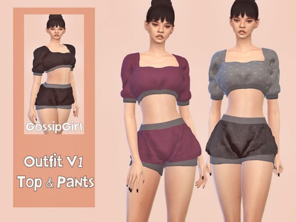  The Sims Resource: Outfit V1 Top and Pants by GossipGirl S4