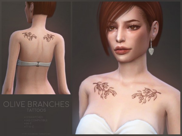  The Sims Resource: Olive Branches tattoos by sugar owl