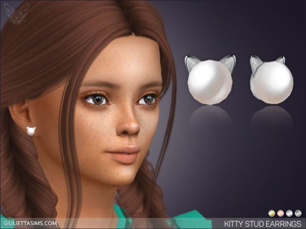  Giulietta Sims: Pearl Kitty Earrings For Kids
