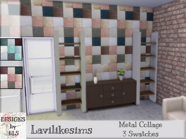  The Sims Resource: Metal Collage Walls by lavilikesims