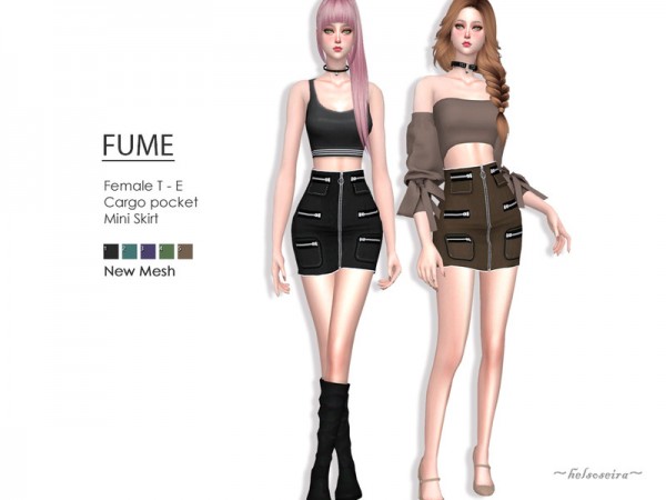  The Sims Resource: FUME   Cargo Mini Skirt by Helsoseira