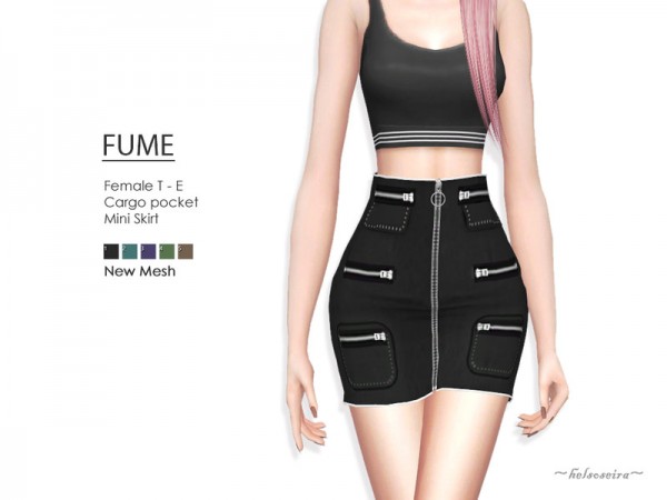  The Sims Resource: FUME   Cargo Mini Skirt by Helsoseira