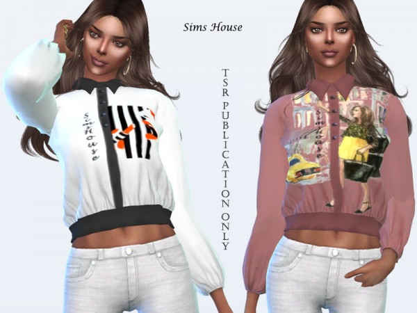 The Sims Resource: Designer women's long sleeve blouse by Sims House ...
