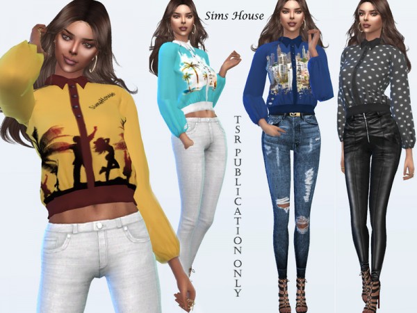  The Sims Resource: Designer womens long sleeve blouse by Sims House