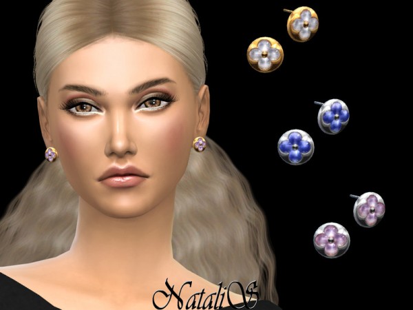  The Sims Resource: Flower motif stud earrings by NataliS