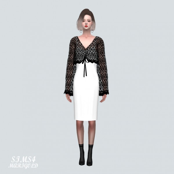  SIMS4 Marigold: VV See through Knit With Midi Dress