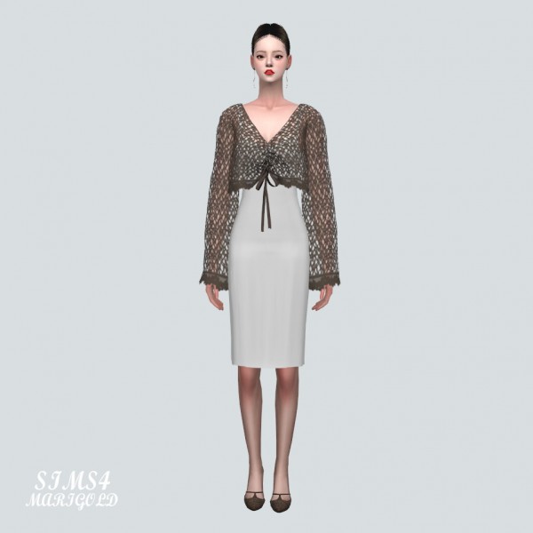 SIMS4 Marigold: VV See through Knit With Midi Dress