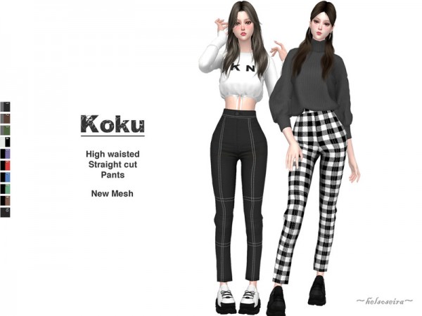  The Sims Resource: KOKU   Straight Cut Pants by Helsoseira
