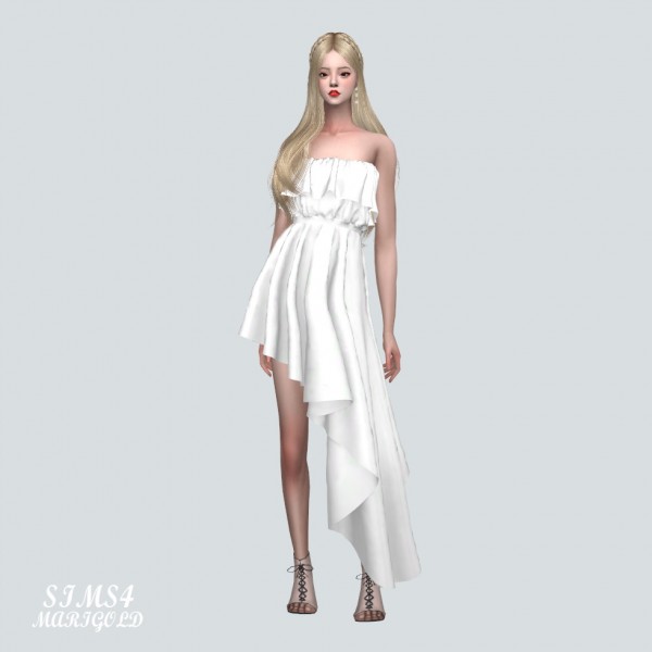  SIMS4 Marigold: Asymmetric Frill Tube Top Mini Dress