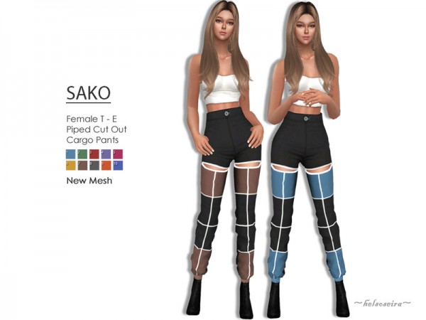 The Sims Resource: SAKO   Cut Out Pants by Helsoseira