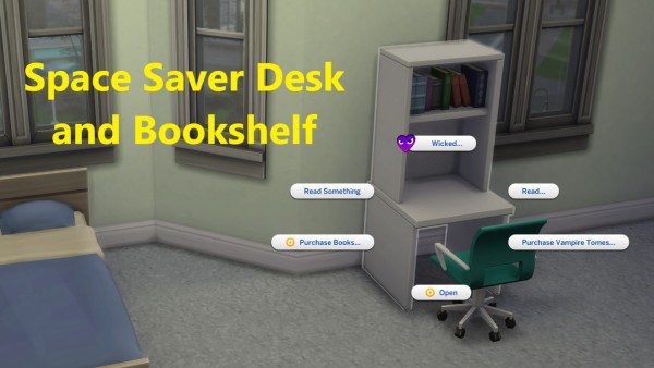  Mod The Sims: Space Saver Desk + Bookshelf by EynSims