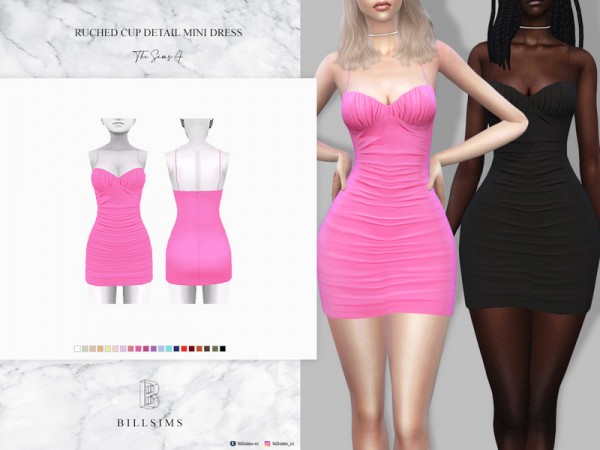  The Sims Resource: Ruched Cup Detail Mini Dress by Bill Sims
