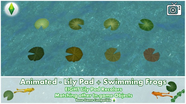  Mod The Sims: Animated   Lily Pad + Swimming Frogs  by Bakie