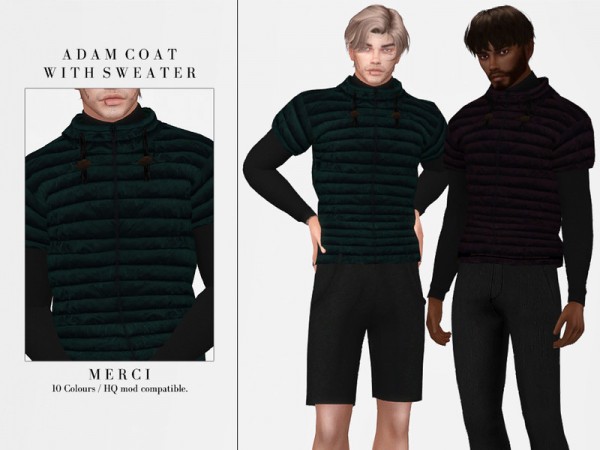  The Sims Resource: Adam Coat with Sweater by Merci