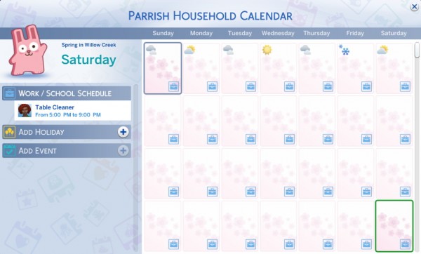  Mod The Sims: 91 days without pre made holidays by dlbakewell
