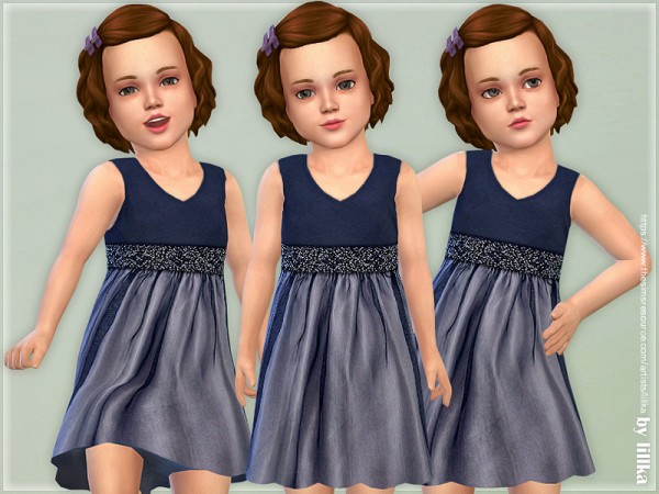  The Sims Resource: Navy Sparkle Dress by lillka