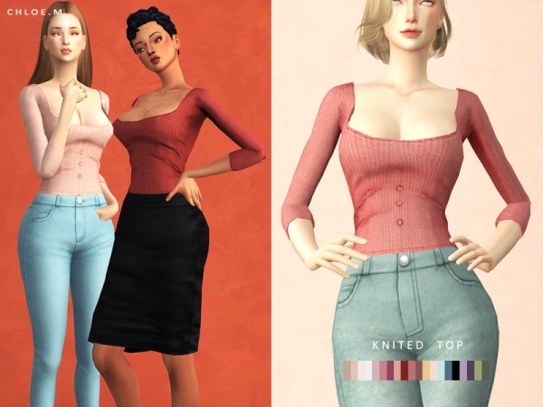  The Sims Resource: Knitted Top Shirt by ChloeM