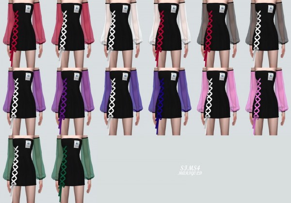  SIMS4 Marigold: Point Ribbon Off Shoulder Mini Dress