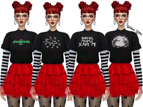  The Sims Resource: Kara Layered Tee Shirts by Wicked Kittie