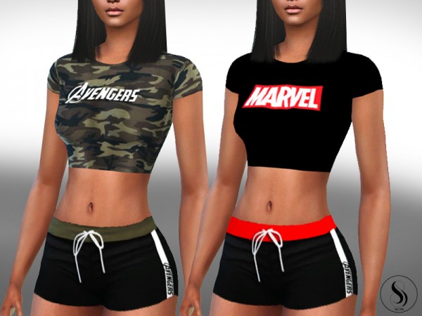  The Sims Resource: Marvel Athletic And Sleeping Outfits by Saliwa