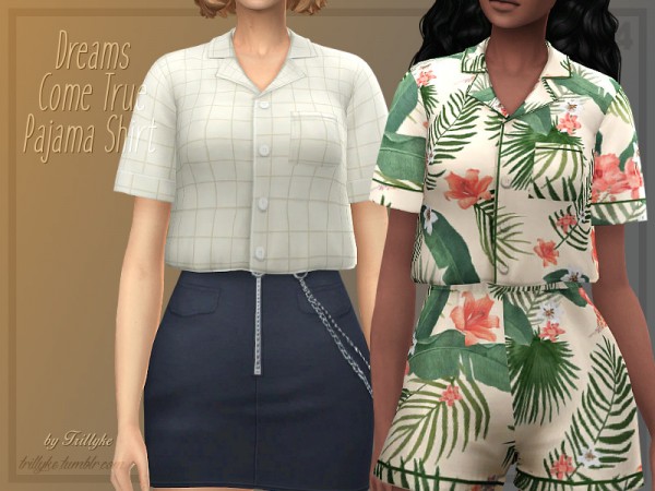  The Sims Resource: Dreams Come True Pajama Shirt by Trillyke