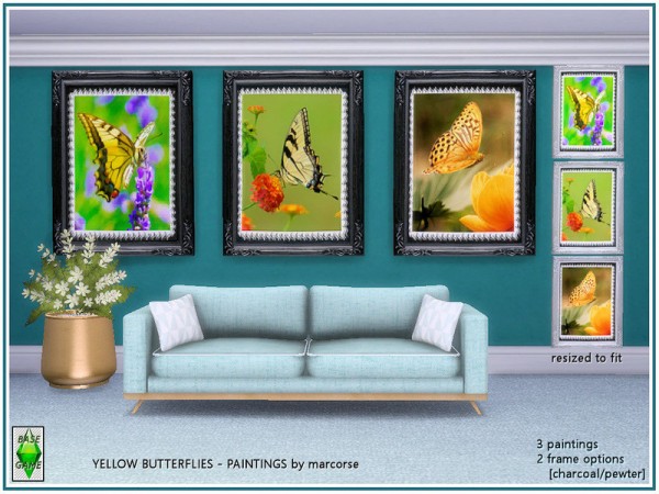  The Sims Resource: Yellow Butterflies   Paintings by marcorse