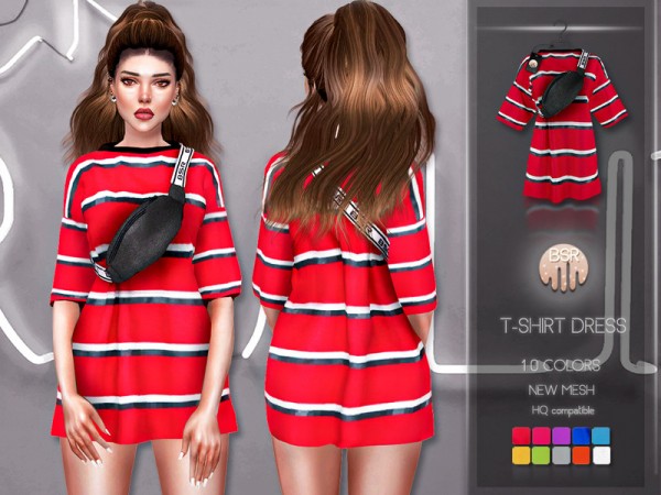  The Sims Resource: T Shirt Dress BD217 by busra tr