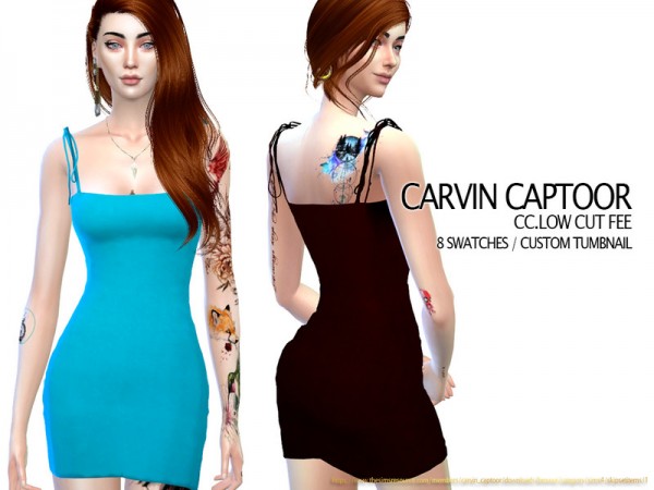  The Sims Resource: Low Cut FEE Dress by carvin captoor