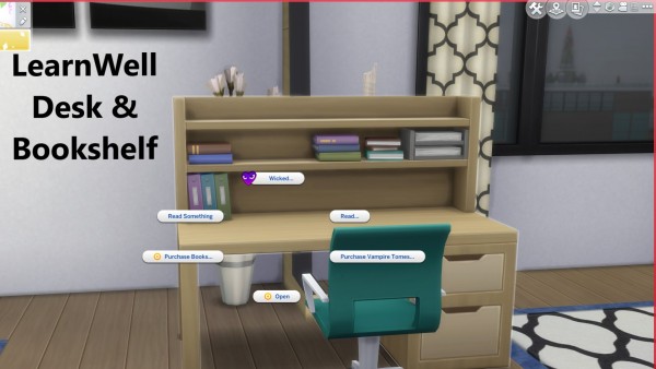  Mod The Sims: LearnWell Desk and Bookshelf by EynSims